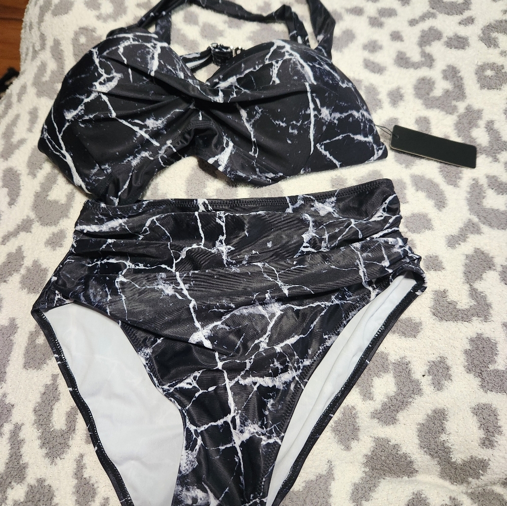 Tempt me high wasted swim suit